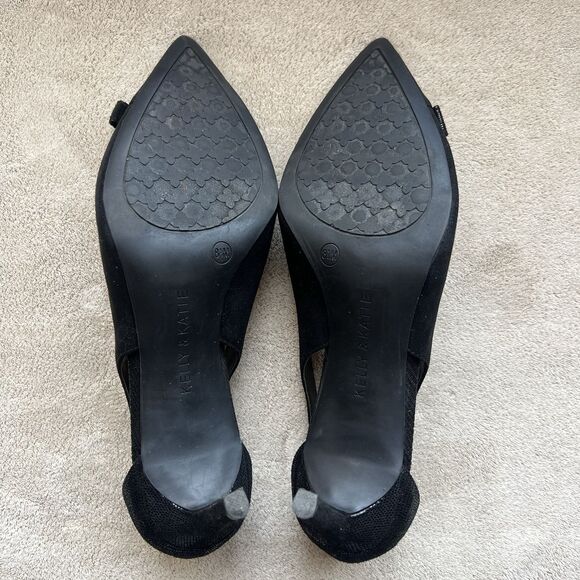 Kelly & Katie Zonya Black Faux Suede Textile Heels Pumps Women US 8.5 EU 39 Bow - Picture 11 of 16
